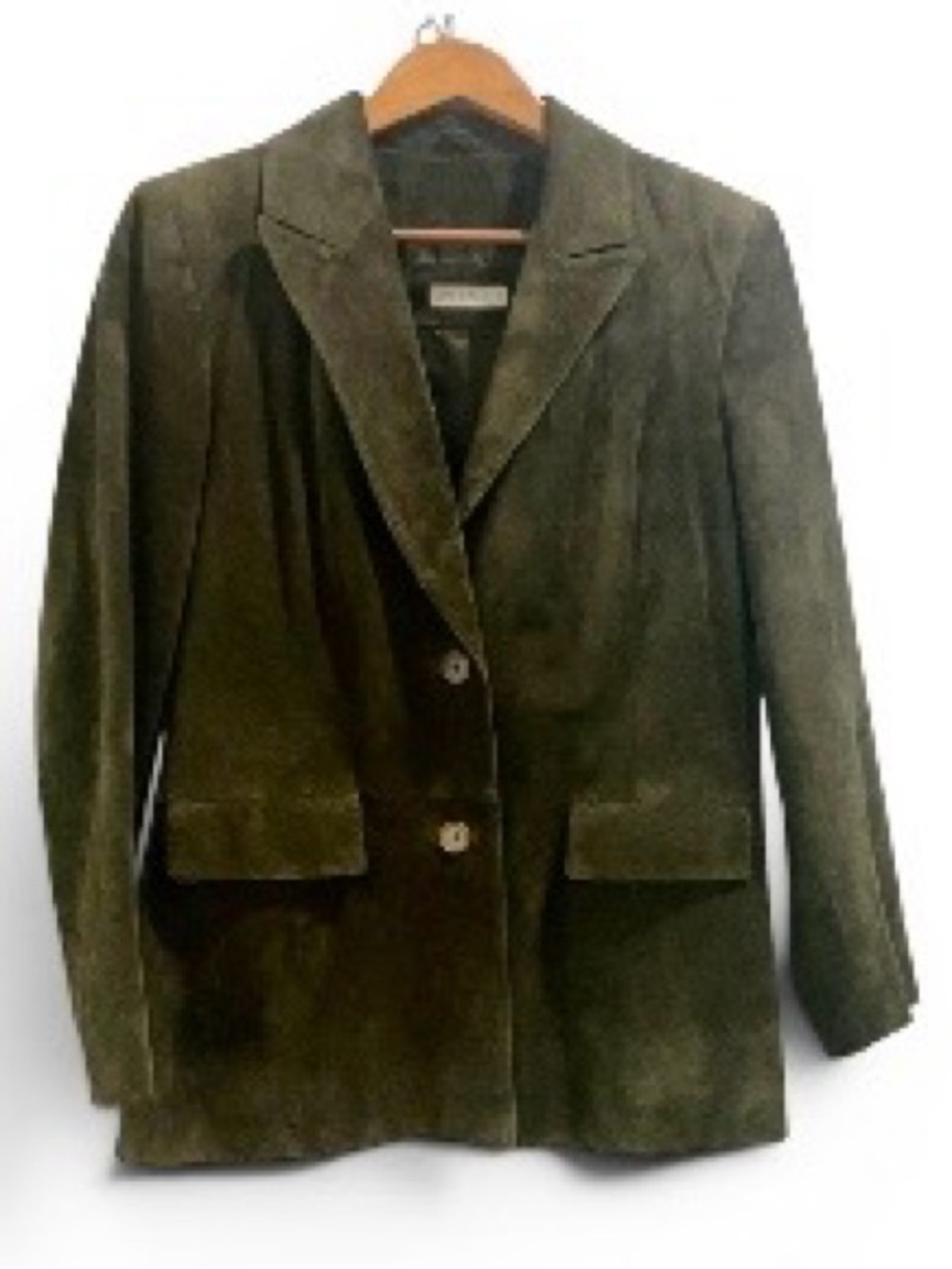 Lord & Taylor Olive Green Suede Leather Jacket size medium